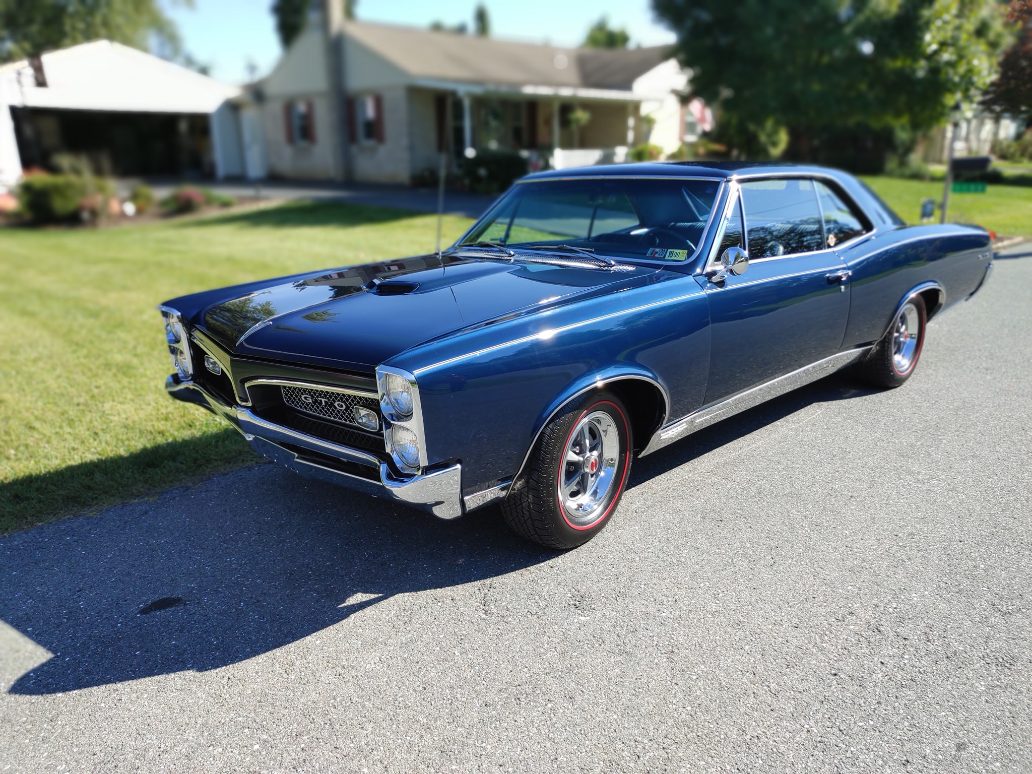 1967 Pontiac GTO classic blue with red-line tires after restoration detail at Attention 2 Details Lancaster PA
